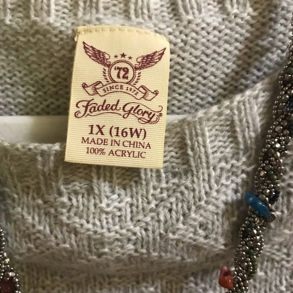 Faded Glory 1X Shades of Gray Sweater - Picture 4 of 7